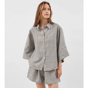 Deiji Studios 03 Linen Loungewear Short Set - Field Check (S/M)